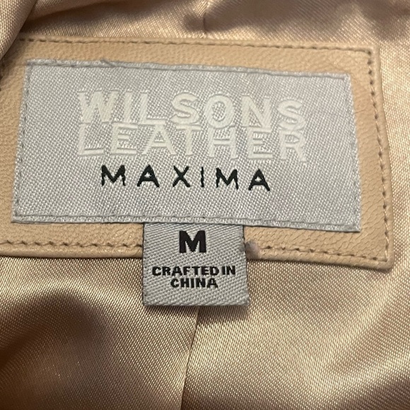 Y2K Vintage Beige Genuine Wilson Leather Maxima Blazer Sz M Button - Picture 7 of 11